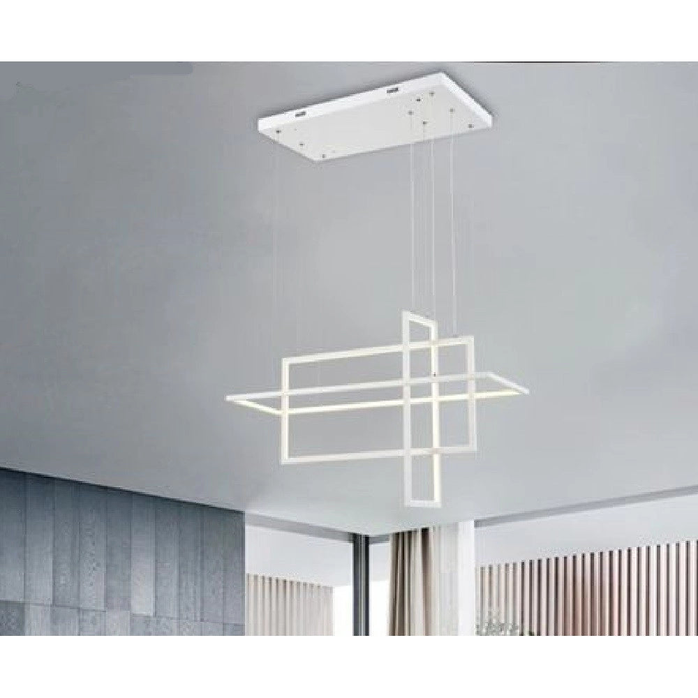 Trade Shop - Lampadario Sospensione 3 Rettangoli Moderna Luce 4000k 3000k 6500k Bianca Lp-35 -