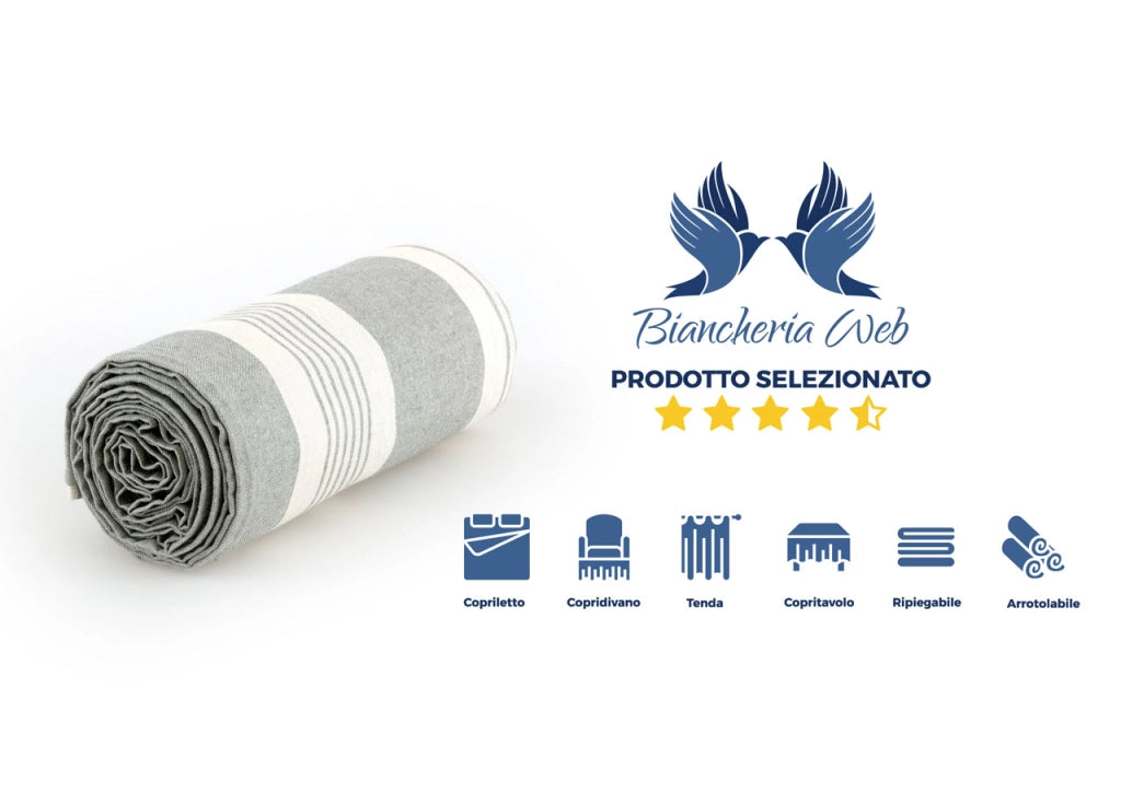 Telo Arredo Granfoulard Copritutto Cotone Made Italy Vari Disegni Arredatutto Copriletto Multiuso - 1 Piazza - Grancasa Grigio