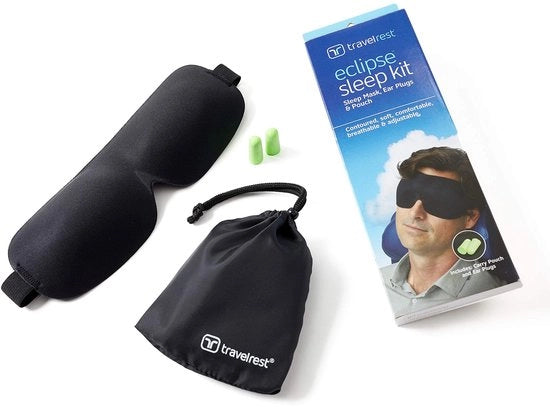 Slaapmasker con Orecchini e Tasca Portatile per uso Casa o Viaggio – Occhiali da Sonno per Uomo e Donna – Cinture Regolabili