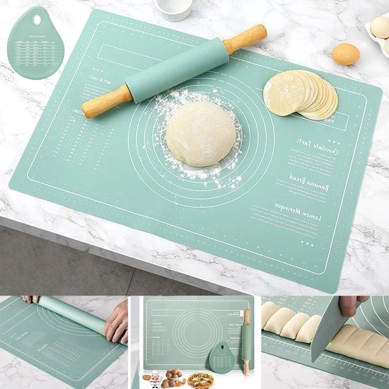Mat di silicone grande - 60 x 40 cm - antiscivolo - antiaderente - mat per forno con bordo alto - placemat per lavoro - placemat per tavolo - verde