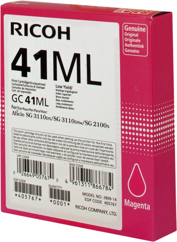 Ricoh 405767 cartuccia d'inchiostro 1 pz Originale Magenta