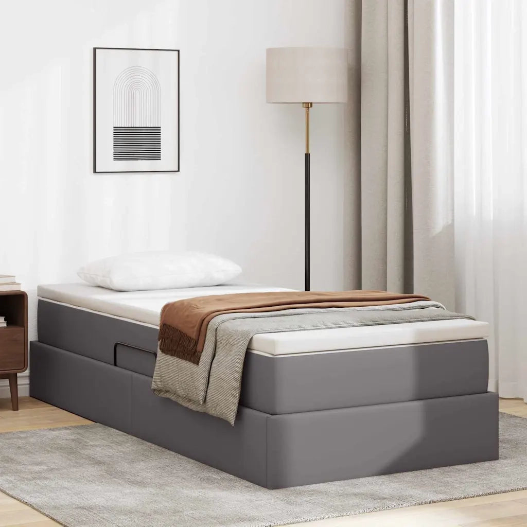 Letto con contenitore e materasso Grigio 90 x 190 cm