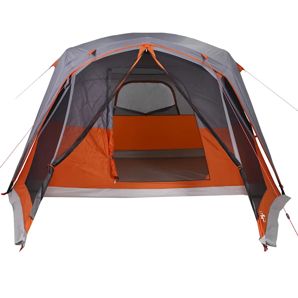 Tenda da Famiglia con Portico per 6 Persone-Tenda da campeggio Grigio e Arancione 376733