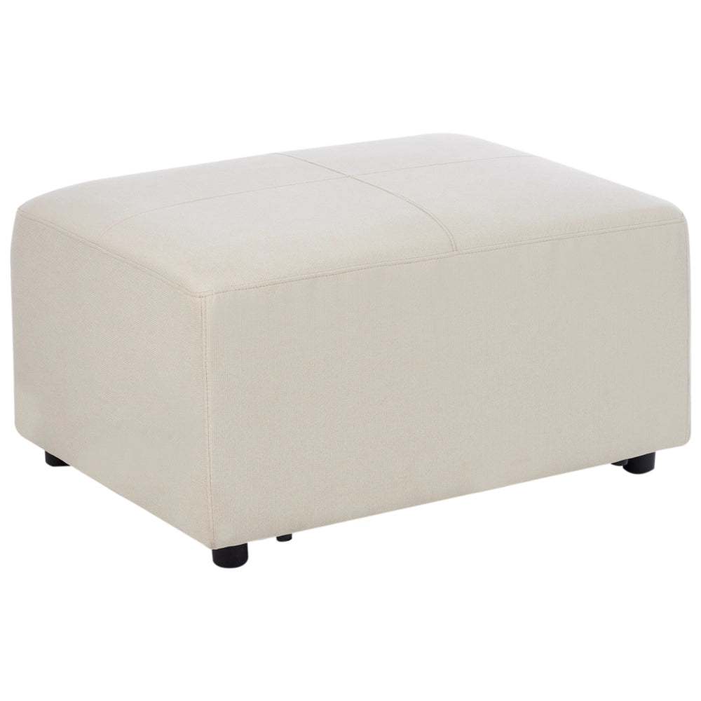 Pouf in tessuto poliestere con gambe in acciaio inox beige chiaro stile moderno