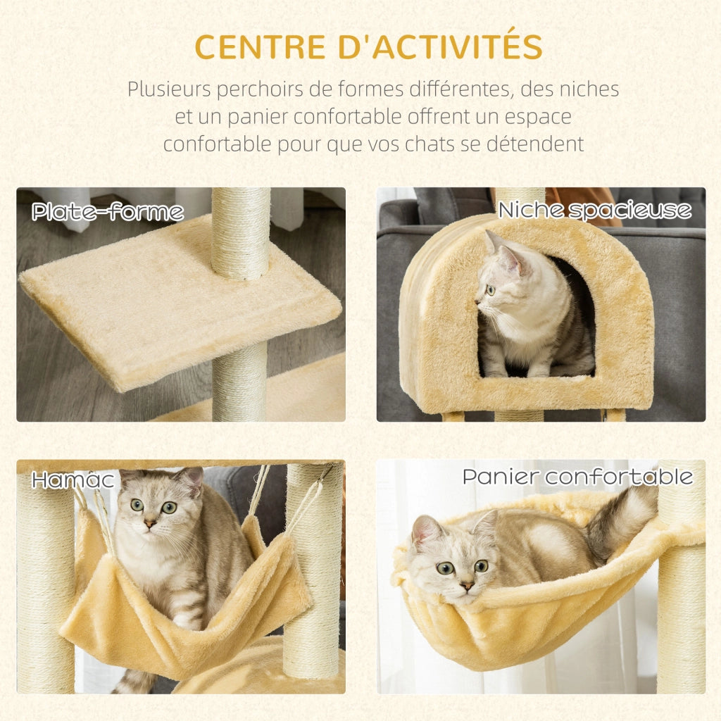 Albero tiragraffi per gatti a pi¨´ livelli ¨C zephmum ¨C 98 cm beige
