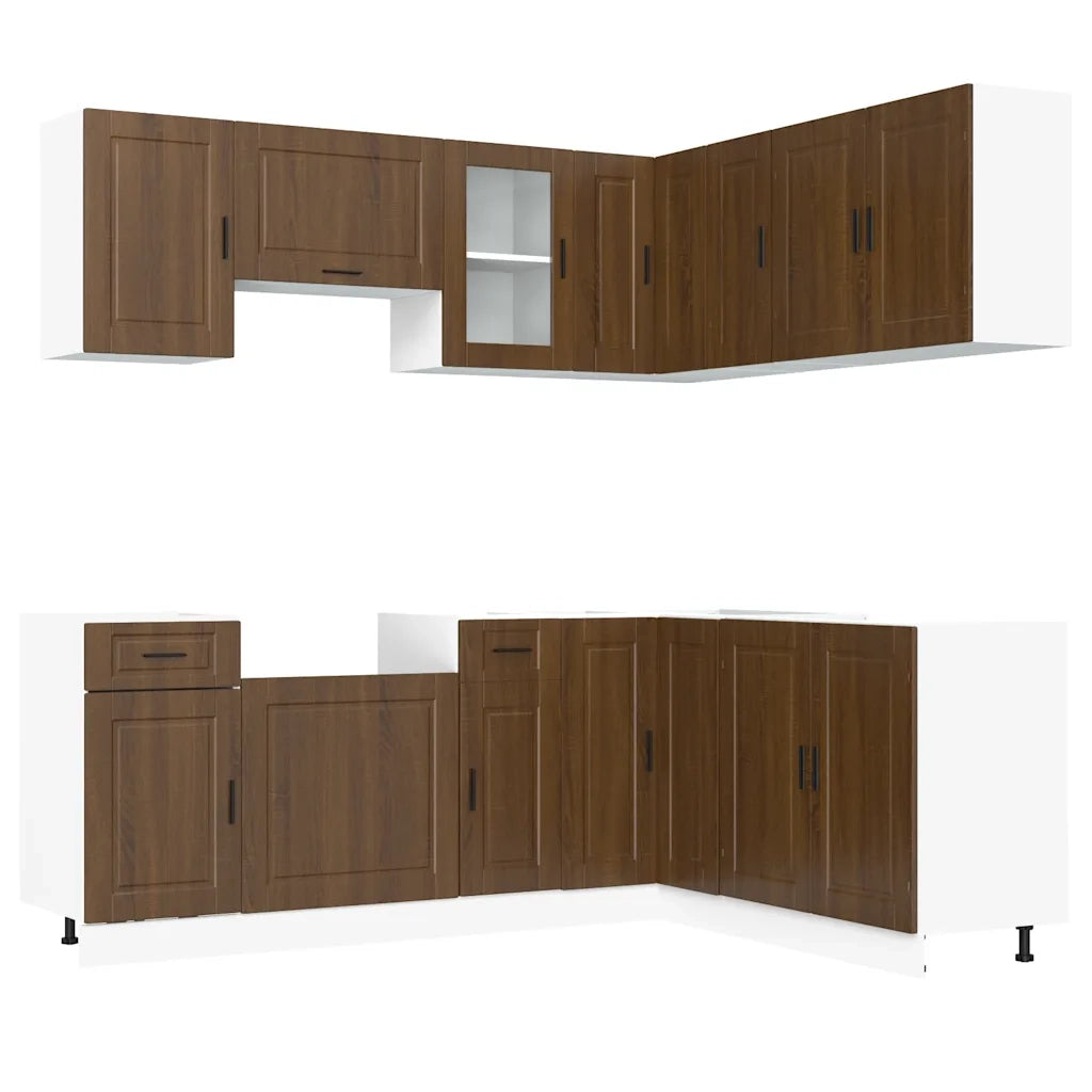 Set Mobili da Cucina 11 pz Porto Rovere Marrone in Truciolato