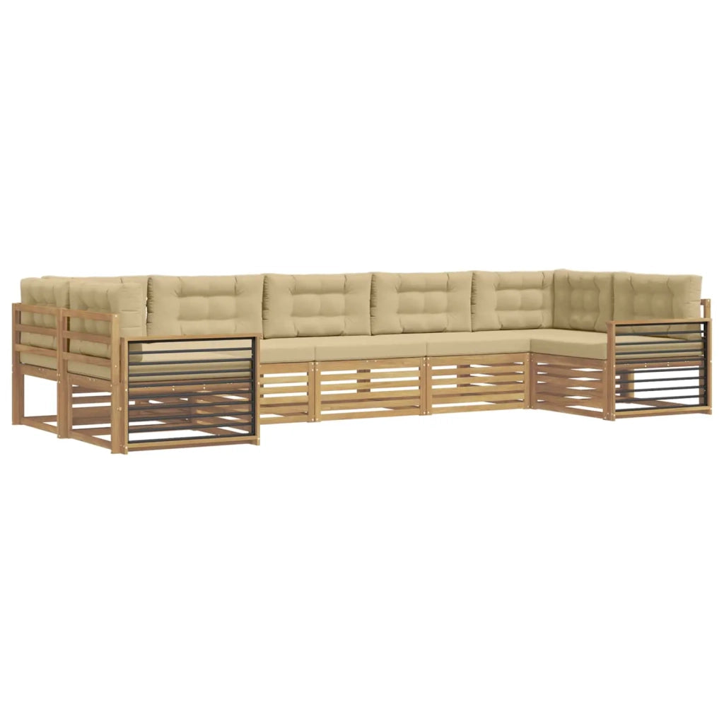 Set di divani da esterno con cuscino 7 pcs Bianco e Beige