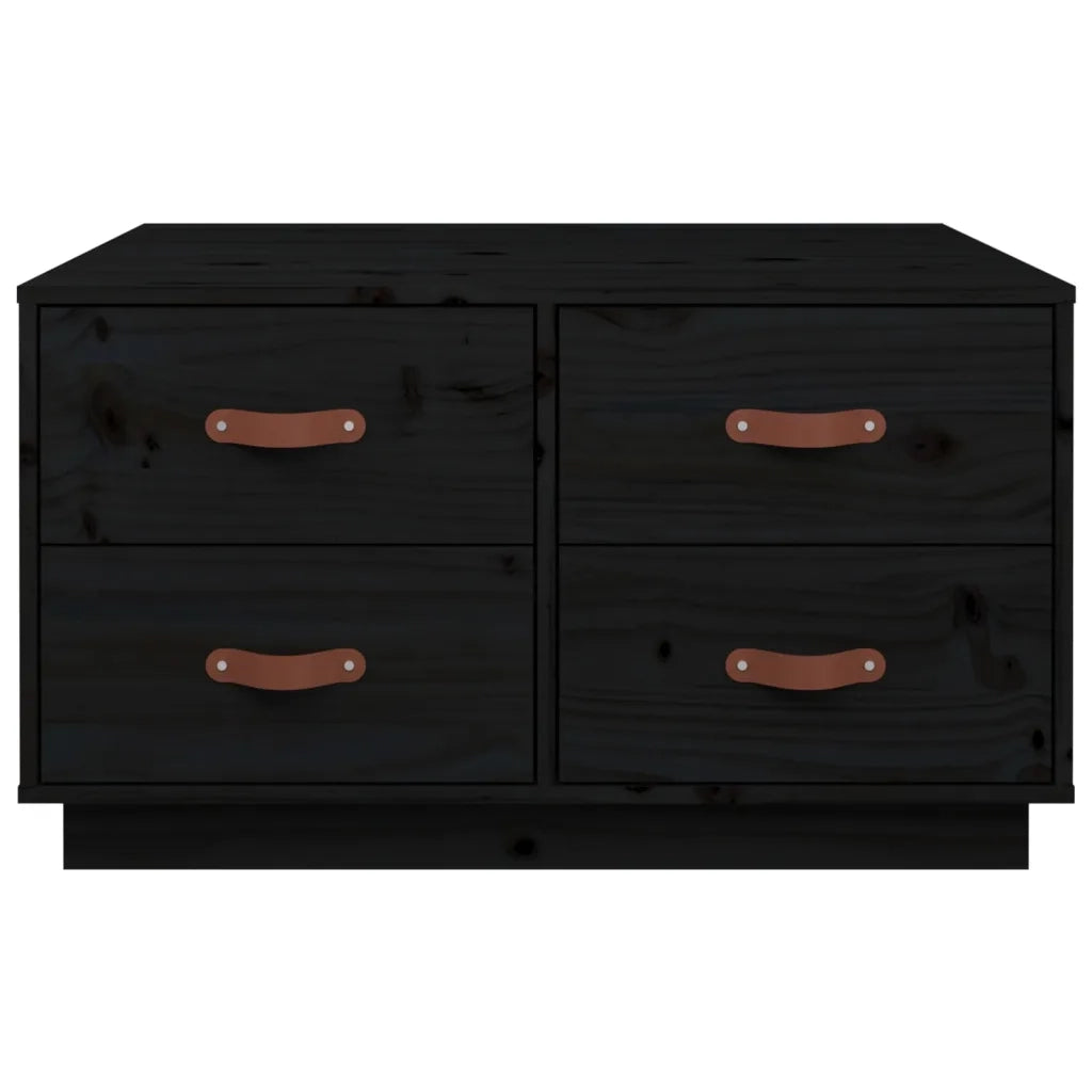 Tavolino da Salotto-Tavolino da soggiorno-Tavolo Nero 80x80x45 cm Legno Massello di Pino