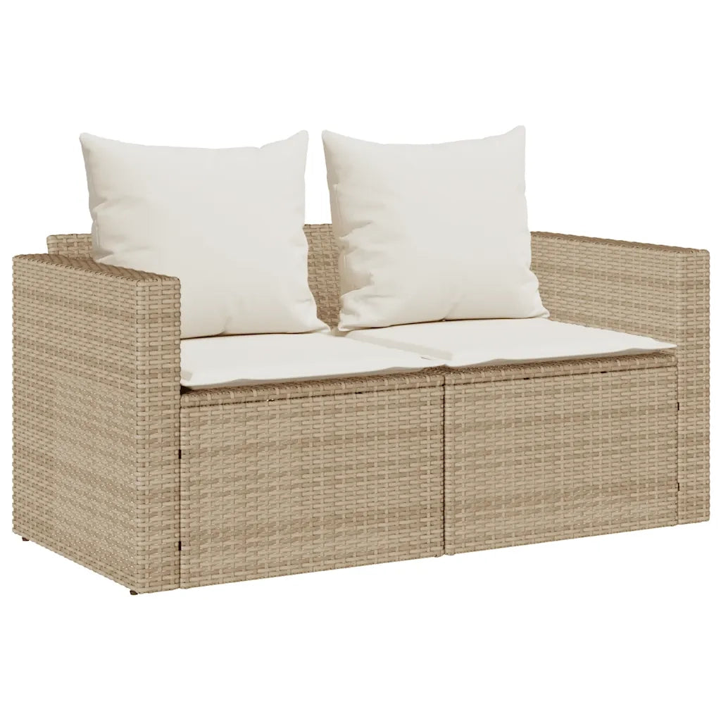 Set Divano da Giardino 5 pz | Set Salotto da Giardino con Cuscini Beige in Polyrattan