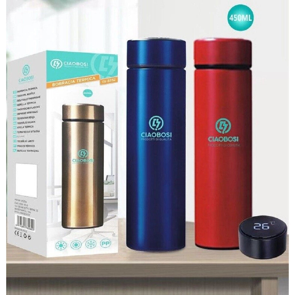 Trade Shop - Borraccia Termica In Acciaio 450 Ml Thermos Caldo Freddo Porta Bevande Tx-8262 -