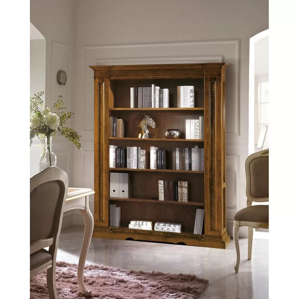 Libreria classica 5 ripiani in legno bassano 160x43x206 - Mobili 2G