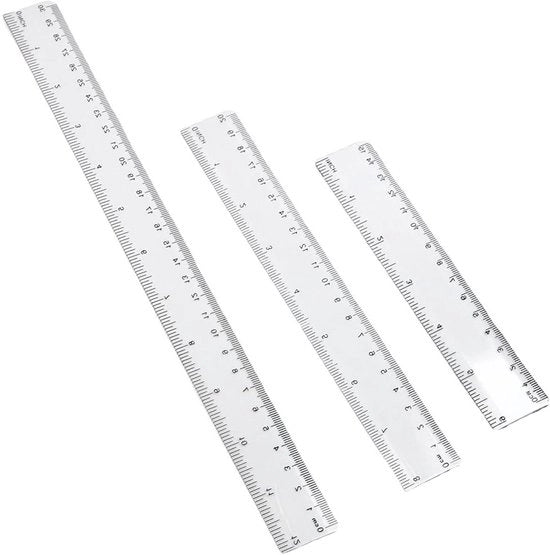 Set di righelli in plastica 6 pezzi in 15 cm 20 cm 30 cm - Translucido - Scala metrica e in pollici - Adatto per scuola, ufficio e casa