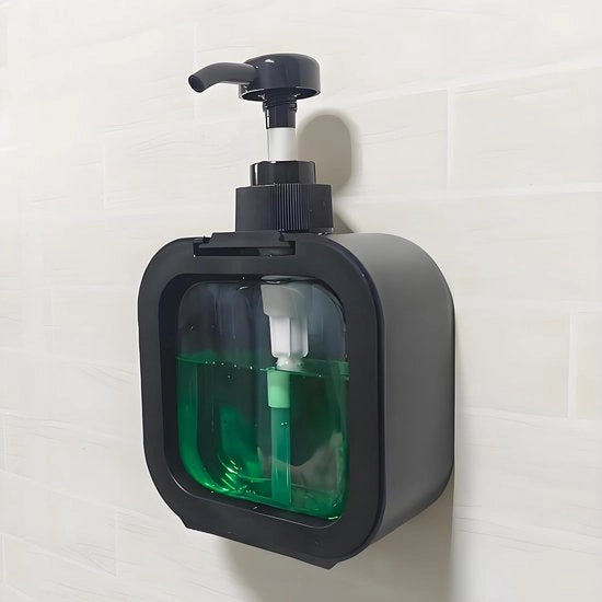 Dispensatore di sapone adesivo per capelli, shampoo, condizionatore, sapone per mani e detersivo per piatti con pompa e etichette - nero - bagno e cucina