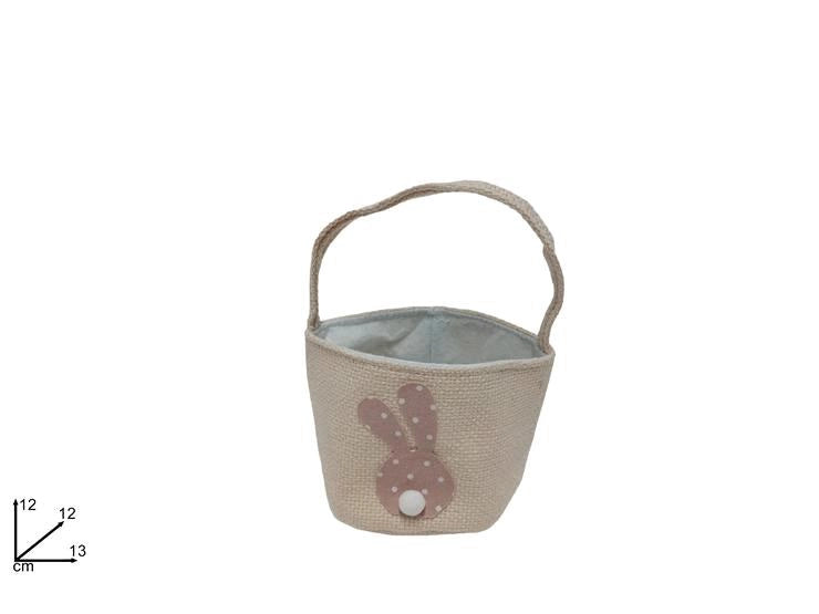 Cestino Decorativo Pasquale Pasqua in Tessuto con Coniglio 13 x 12 x 12 cm
