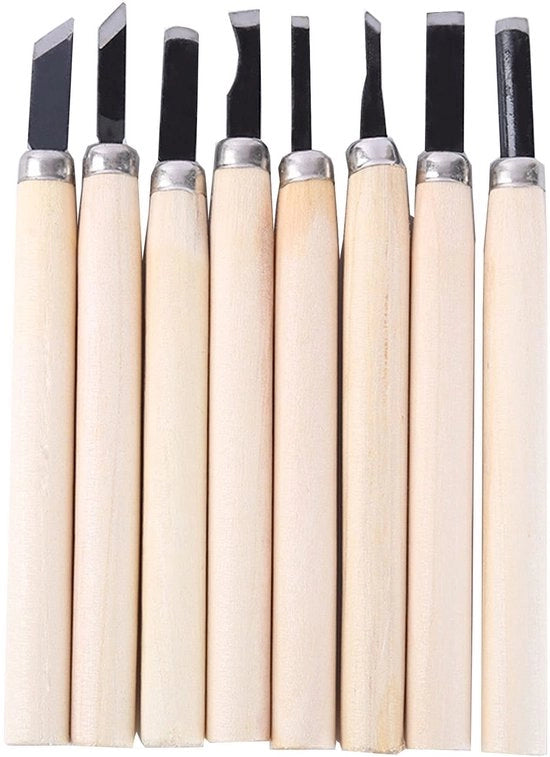 Set di attrezzi per la lavorazione del legno - Coltellini per la lavorazione del legno - Ottimo per la lavorazione del legno - 8 pezzi - Attrezzo per la lavorazione del legno - Ideale per gli artisti creativi - Lavorazione del legno ...