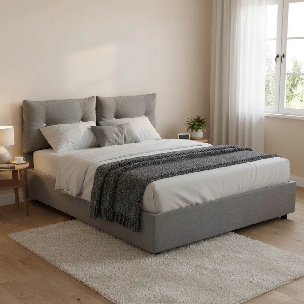 Letto Matrimoniale Abbaione, Letto Matrimoniale Sfoderabile Made in Italy, Grigio