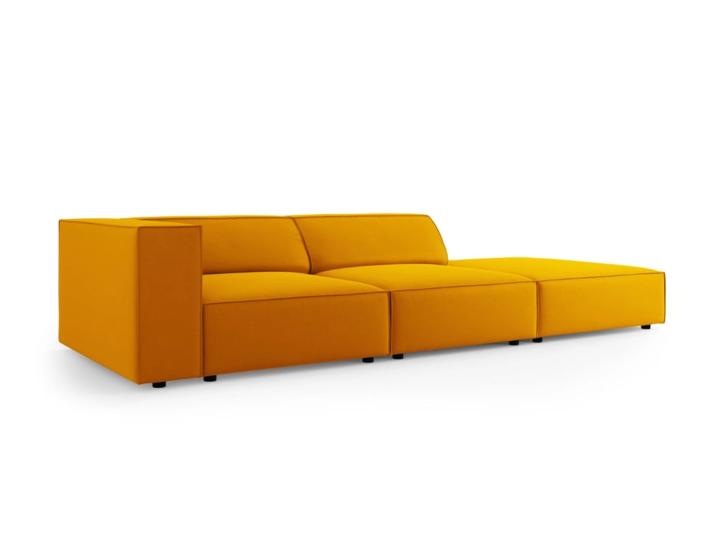 Cosmopolitan Design - Divano destro "Arendal" 4 posti in velluto giallo 