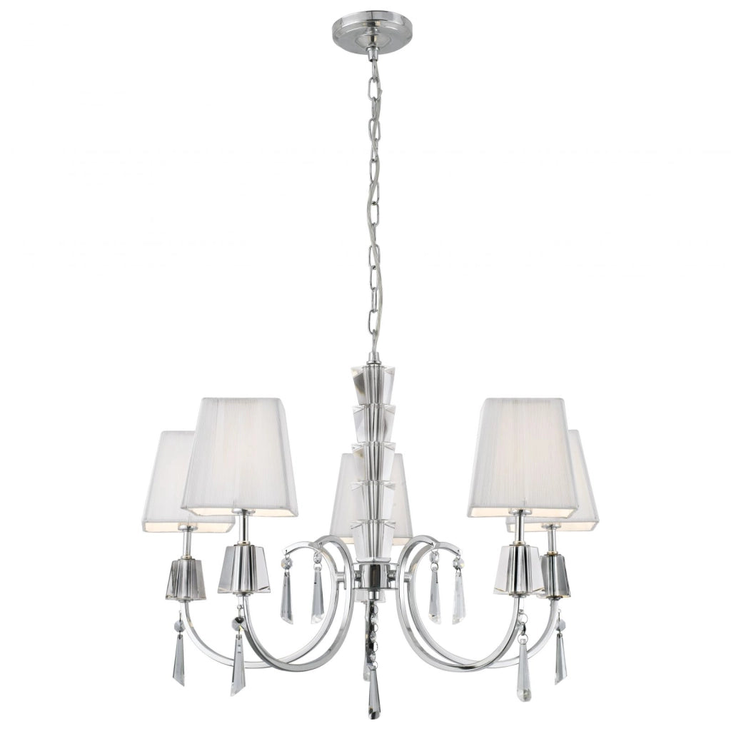 Portico 5Lt Pendant - Metallo cromato, acrilico e paralumi a corda