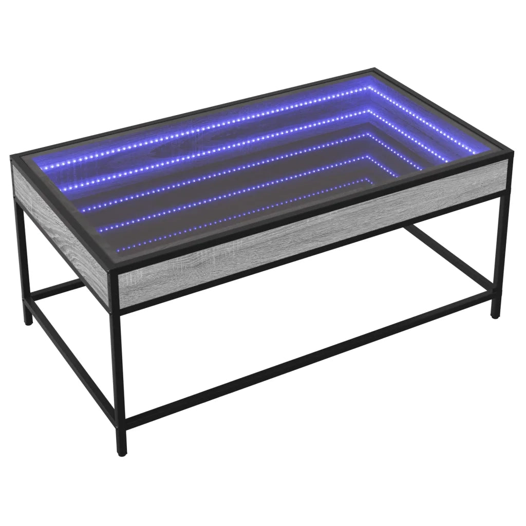 Tavolino da Salotto con LED Infinity-Tavolino da soggiorno Grigio Sonoma 90x50x41 cm