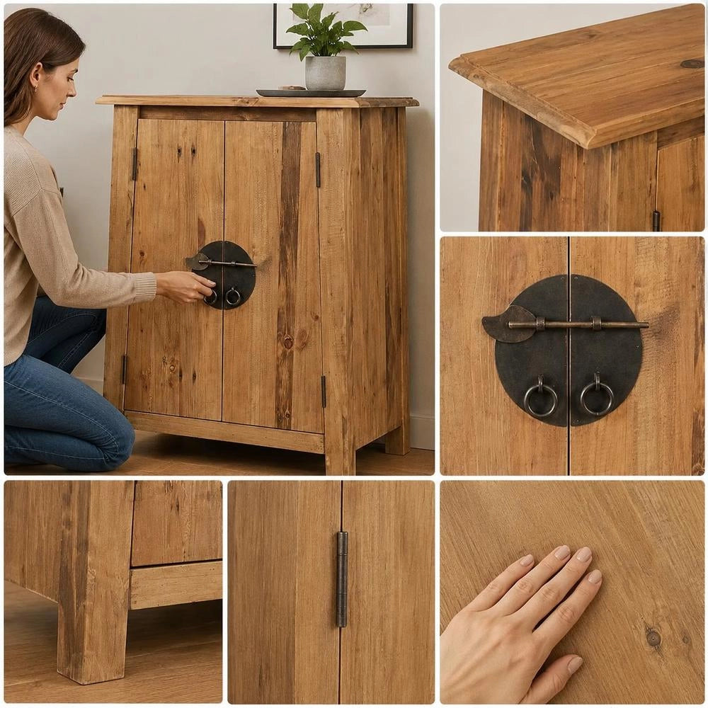 Bathroom Side Cabinet, Solid Pine Wood, 59x32x80 Cm