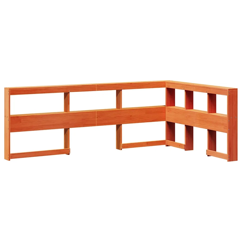 Letto Libreria senza Materasso-Struttura Letto con contenitore Marrone Cera 140x200 cm in Pino 162491