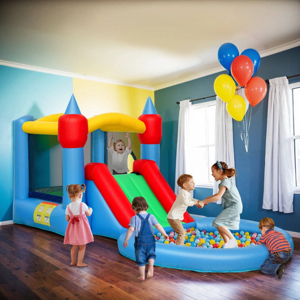 Castello gonfiabile per bambini con scivolo ¨C zephmum ¨C 415x205x190cm, multicolore