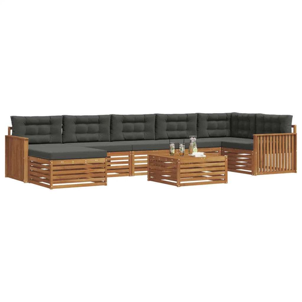 Set di divani da esterno con cuscino 8 pcs Naturale e Antracite 3373857