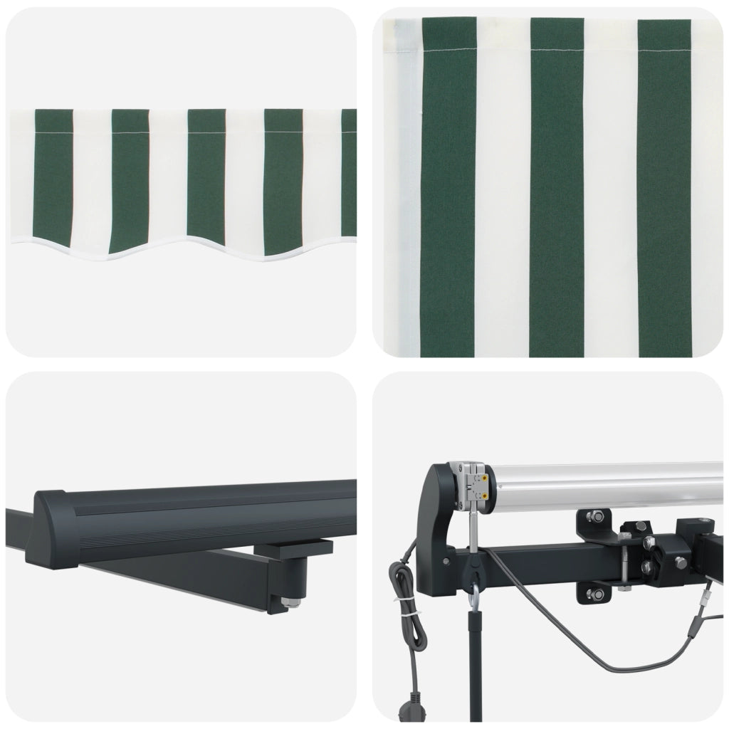 Tenda Retrattile Automatica  con LED Verde e Bianco 400x300 cm