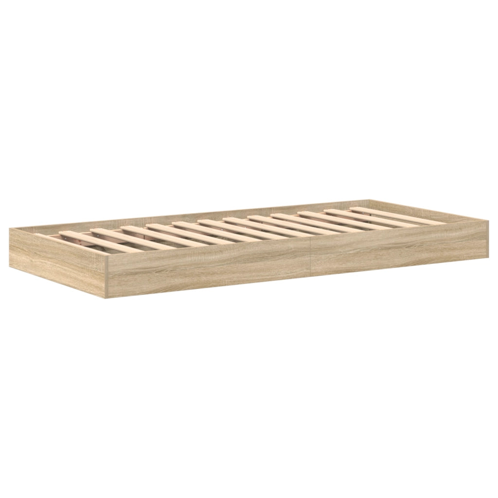 Letto con Scaffale Rovere Sonoma 100x200 cm Legno Ingegnerizzato
