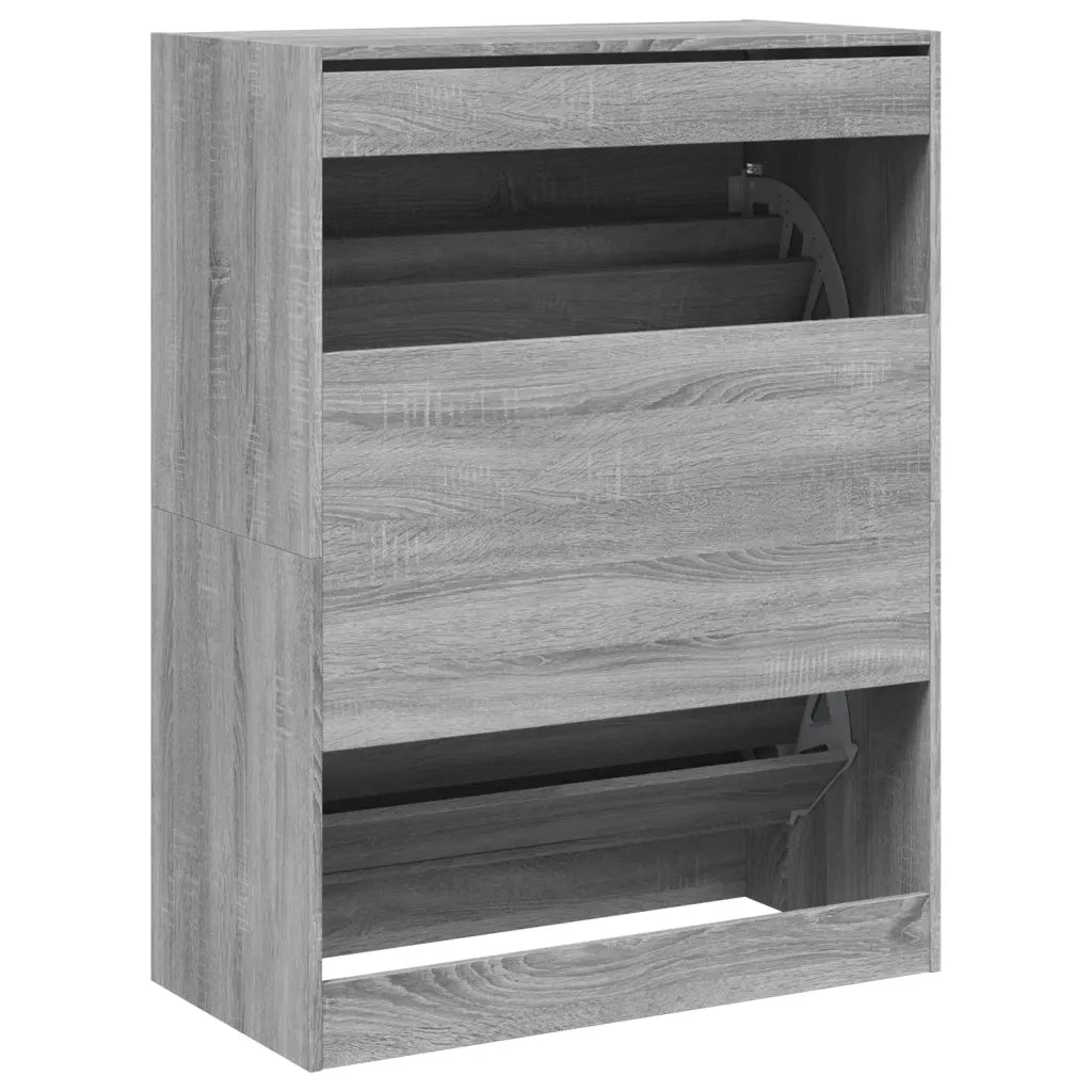Scarpiera 2 Cassetti Ribaltabili-Scaffale per scarpe Grigio Sonoma 80x42x108 cm