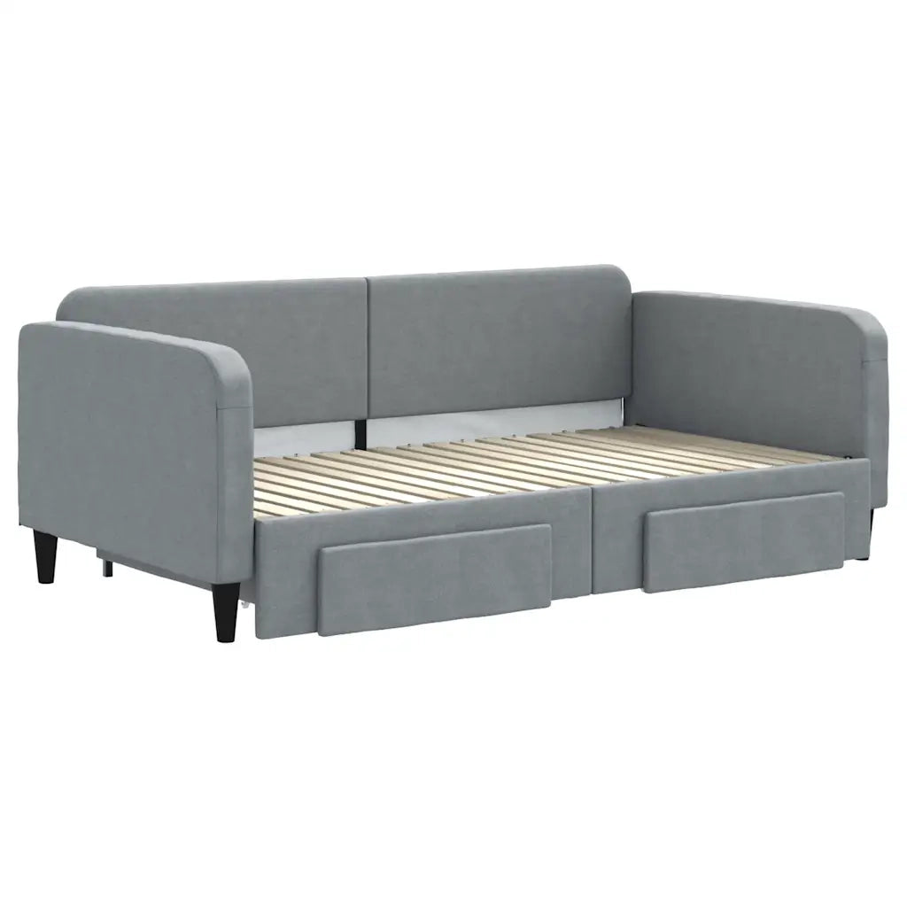 Divano letto | Sof¨¤ letto | Letto singolo Estraibile Cassetti Grigio Chiaro 100x190 Tessuto