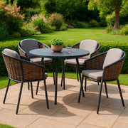 SINED Poltroncina Giardino Grafite in Alluminio e Wicker Cuscino Idrorepellente Struttura Impilabile e Resistente Modello ASTI