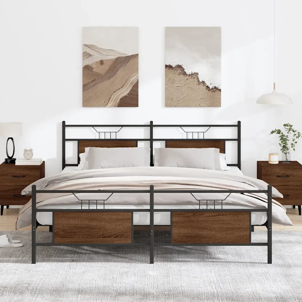 vidaXL Giroletto senza Materaso in Metallo Rovere Marrone 180x200 cm