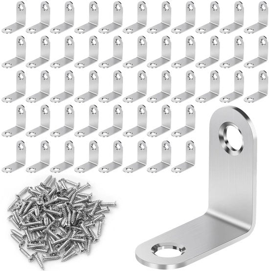 Connettore angolare 50 pezzi - Acciaio inossidabile - 30 x 30 mm - Connettore angolare - Arredamento - Progetti di fai da te - Alta resistenza - Angolo pieghevole