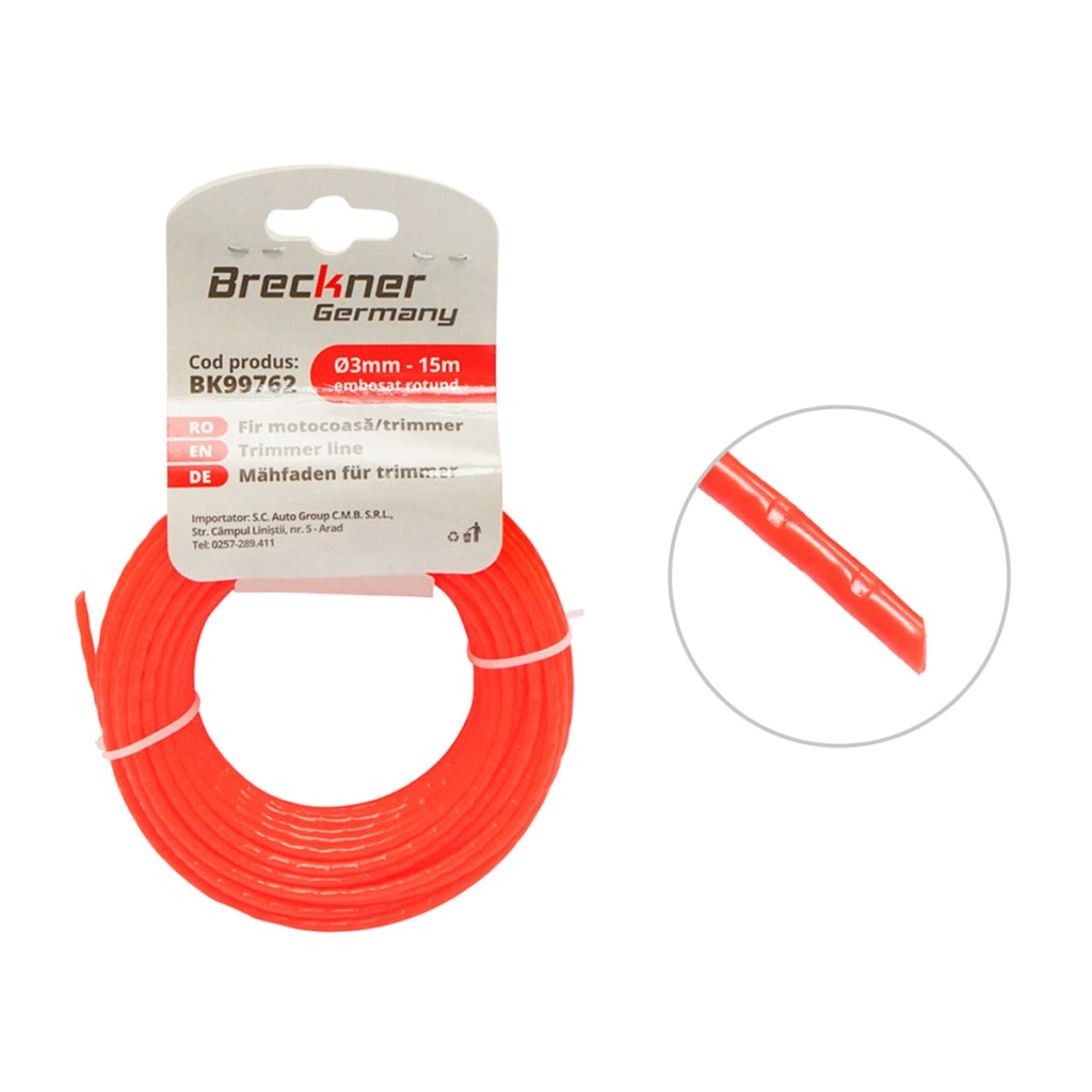 Filo per decespugliatore tondo goffrato 3mmx15m Breckner Germany