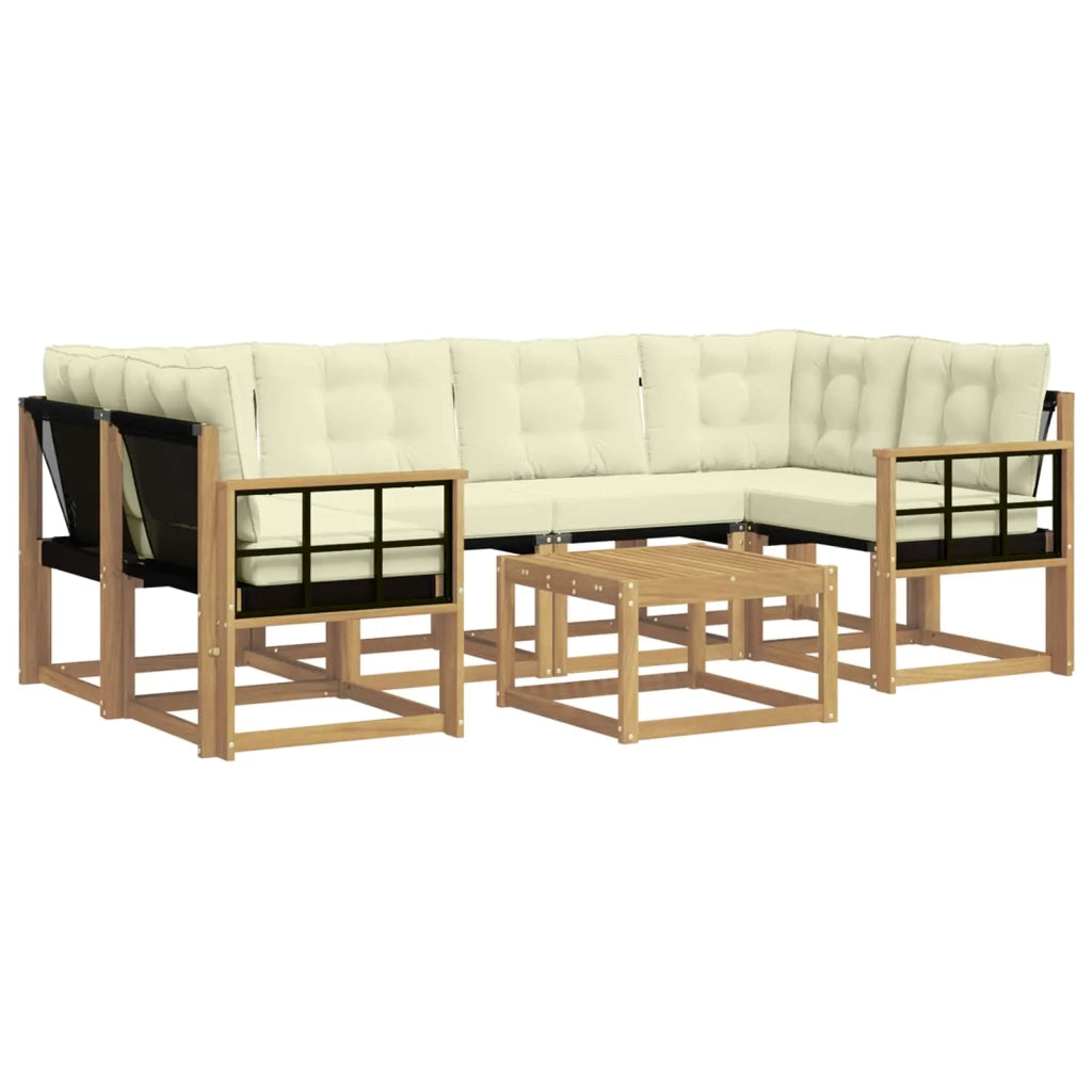 Set di divani da esterno con cuscino 7 pcs Bianco e Crema