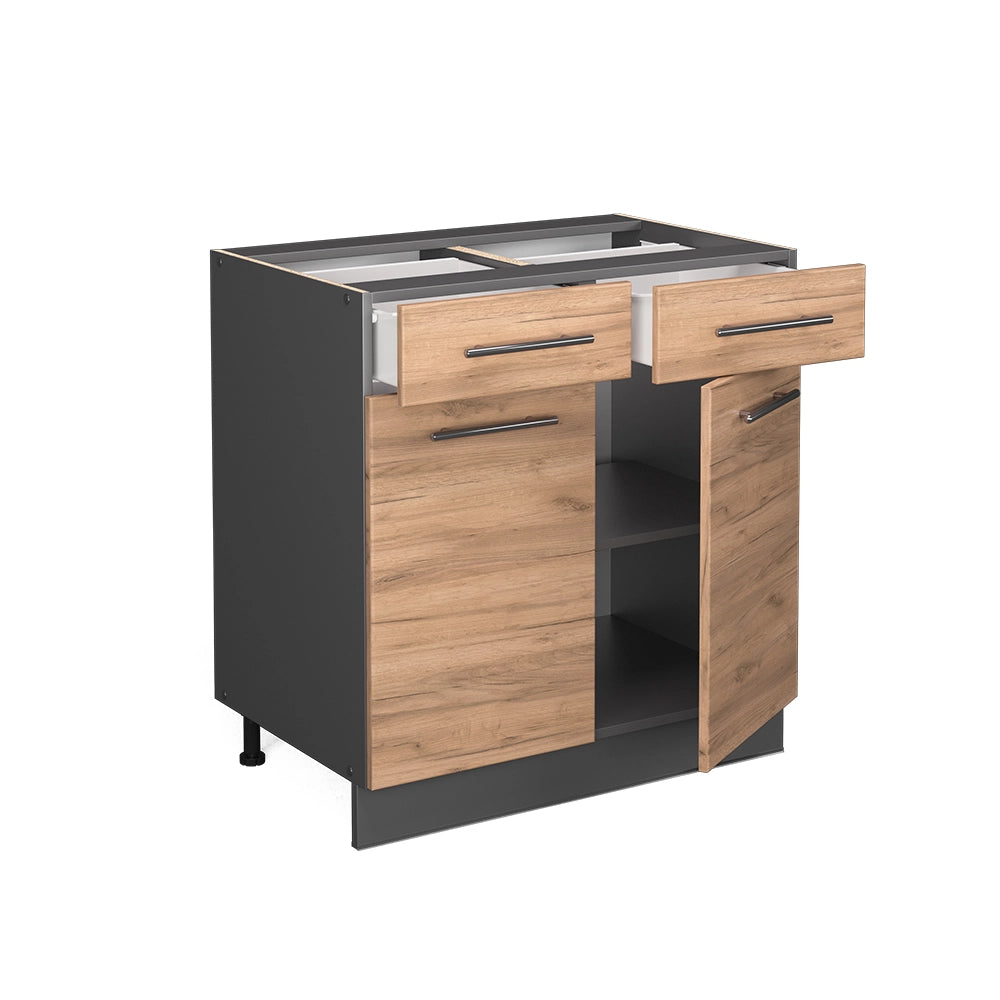 Mobiletto base per cucina Fame-Line Rovere dorato/Antracite 80 cm, PL Rovere Vicco