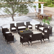 Set Divani da Giardino 16 pz con Cuscini in Polyrattan Nero cod mxl 40573