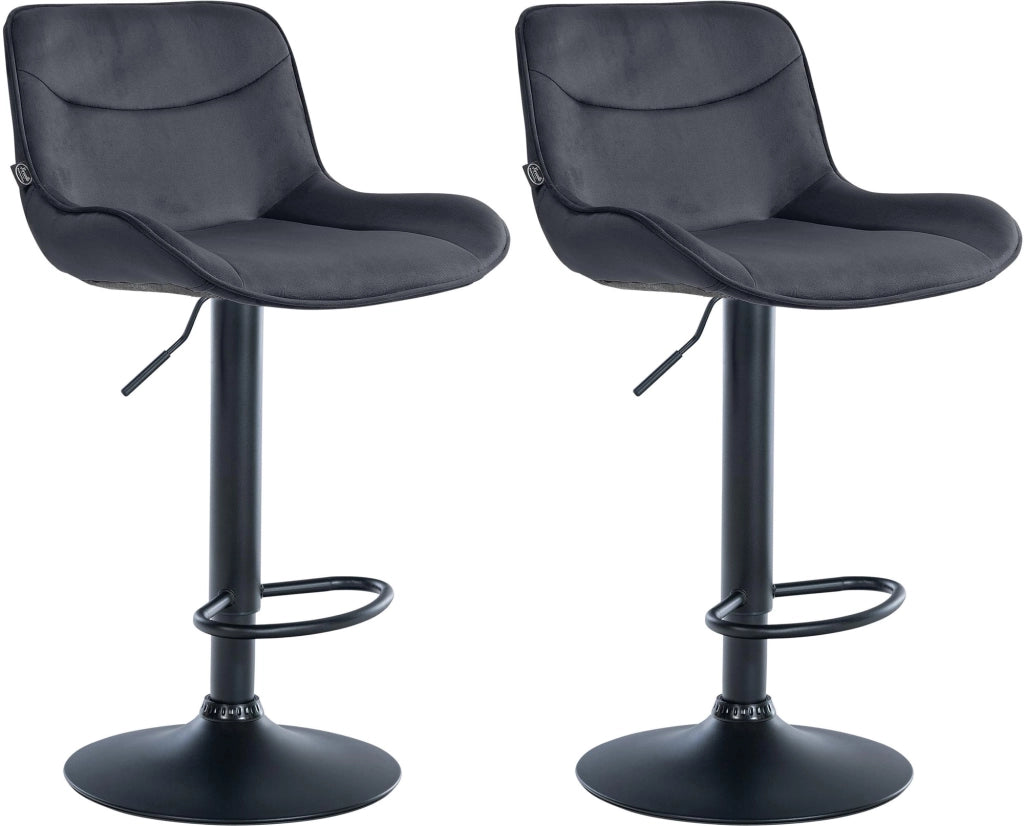 Set di 2 sgabelli da bar Vonore in velluto nero,nero