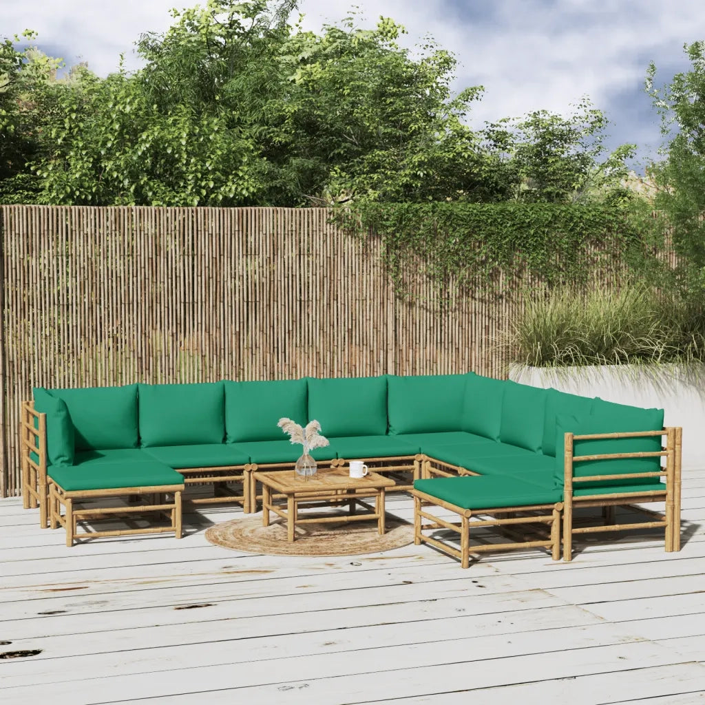 Set Salotto da Giardino 11pz con Cuscini Verdi BambÃ¹cod mxl 76295