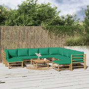 Set Salotto da Giardino 11pz con Cuscini Verdi BambÃ¹cod mxl 76295