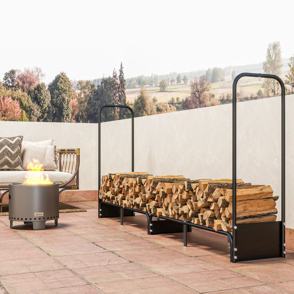Portabusta legna da giardino esterno ¨C Xylo ¨C copertura impermeabile Oxford 600D 260x38x118 cm nero