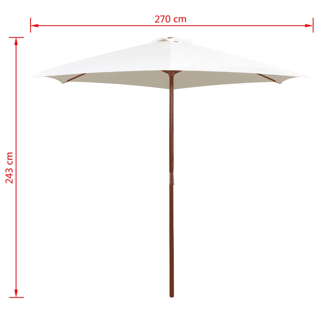 Ombrellone 270x270 cm Palo in Legno Bianco Crema 42962