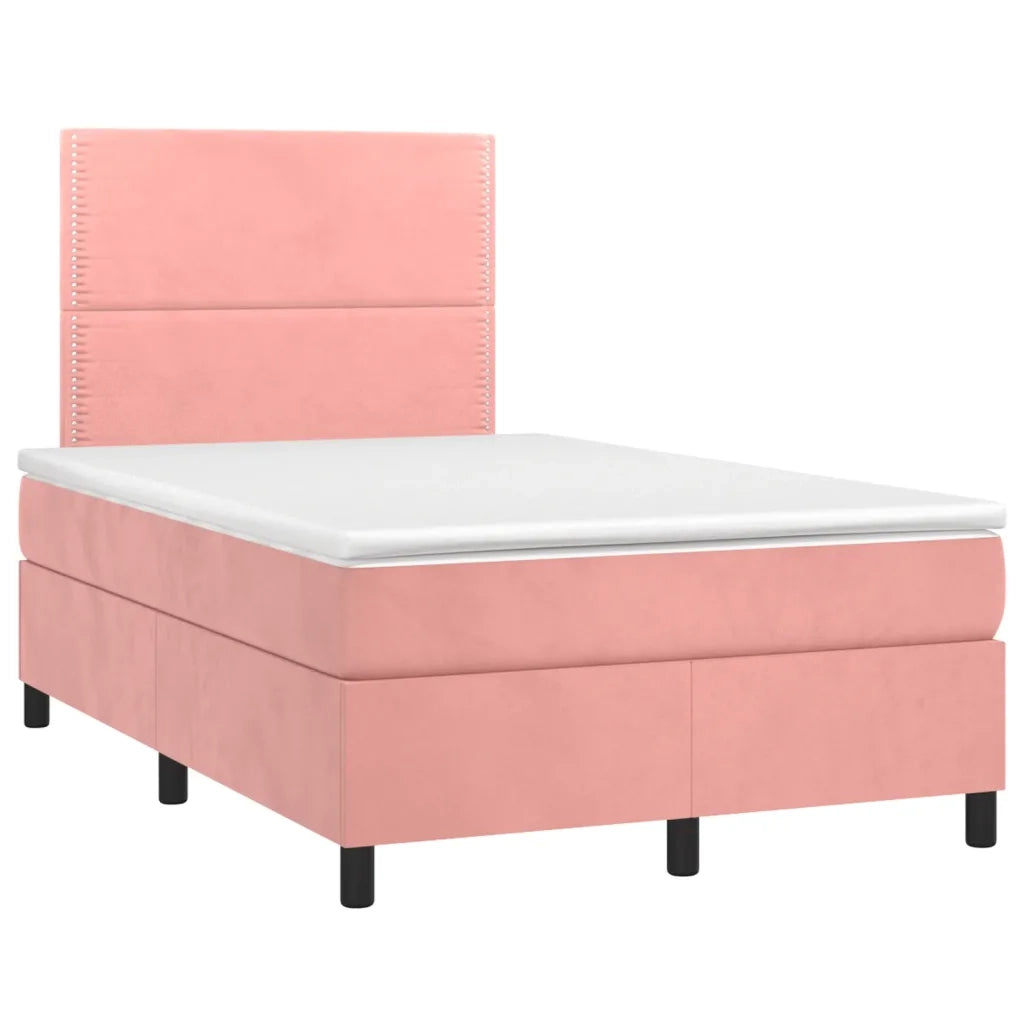Giroletto a Molle con Materasso Rosa 120x190 cm in Velluto 3269994