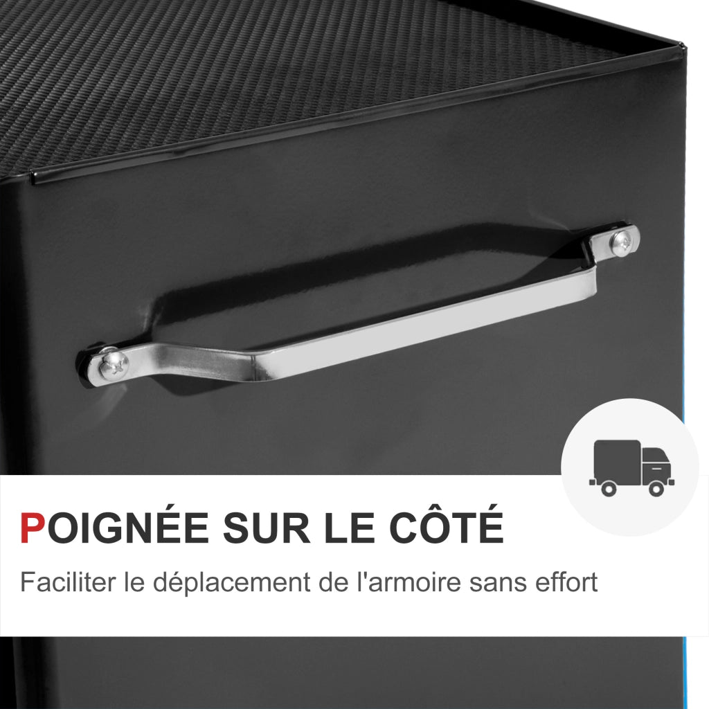 Carrello per attrezzi con ruote ¨C zephmum ¨C 5 cassetti, serratura, 61.5x33x82.5 cm, nero