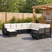 Set Divano da Giardino 11 pz Nero polyrattan 3435616