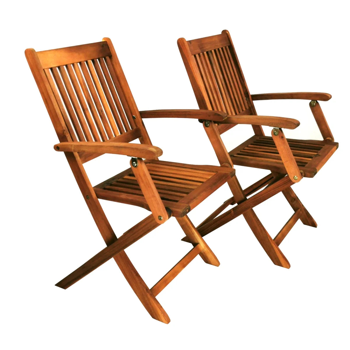 Set di 2 sedie da giardino, poltrona da giardino, sedia pieghevole, in legno di acacia