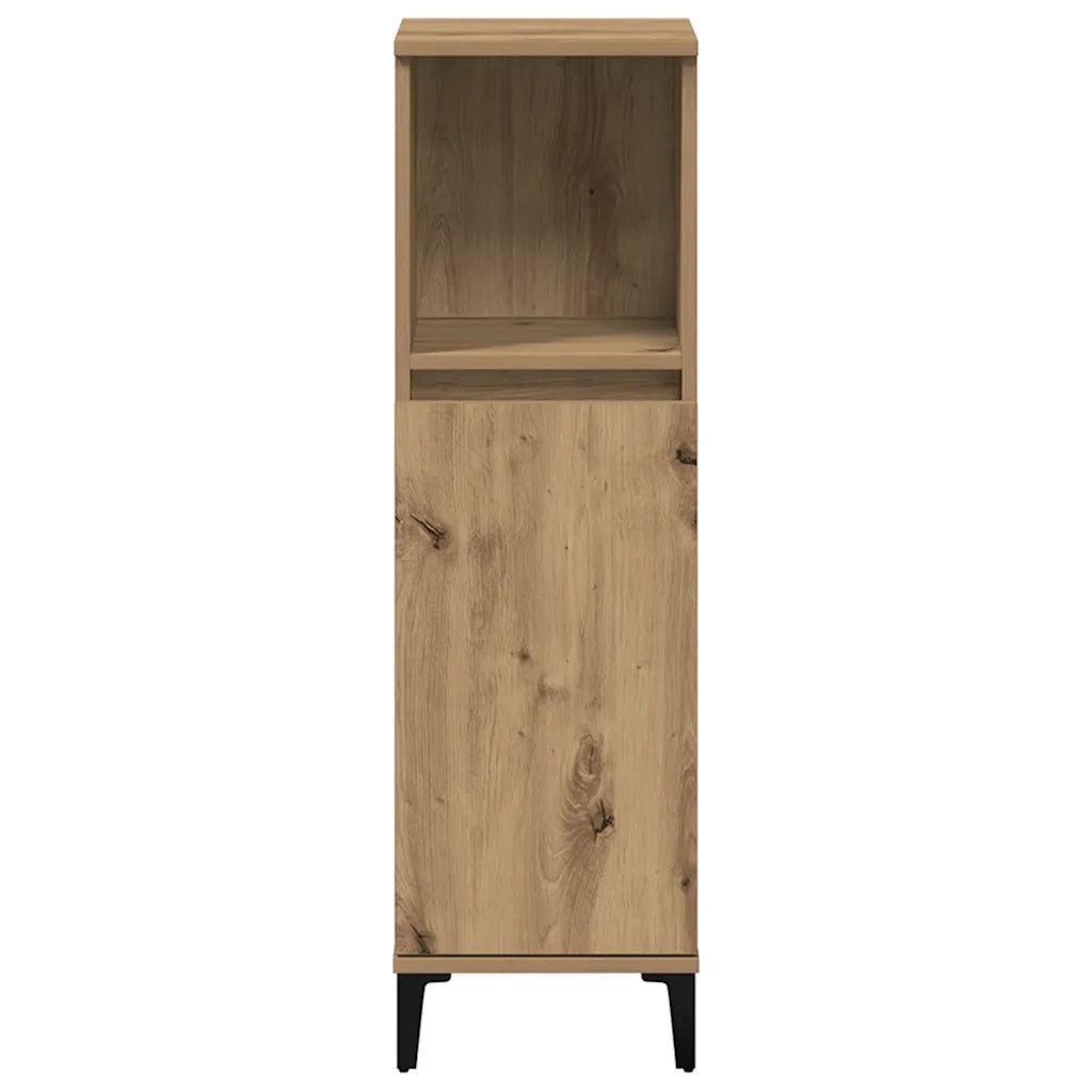 Armadietto da Bagno Rovere Artigianale 30x30x100 cm Truciolato 857112