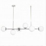 Trade Shop - Lampadario A Sospensione Argento Con 6 Sfere Bolle Bianche In Vetro Attacco G9 33733 -