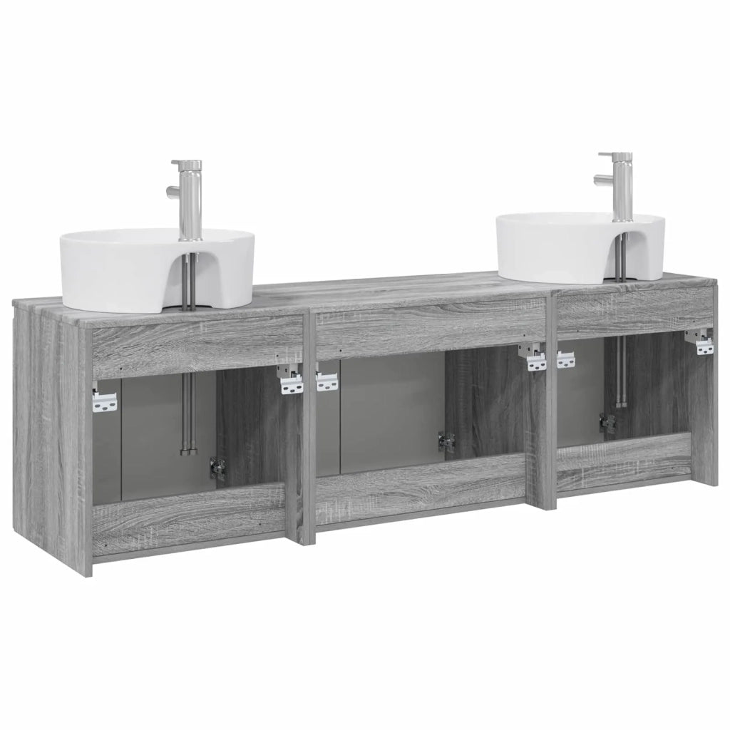 Set di Armadi da Bagno 3 pz Sonoma grigio 49,5 x 44,5 x 65 cm 3405673
